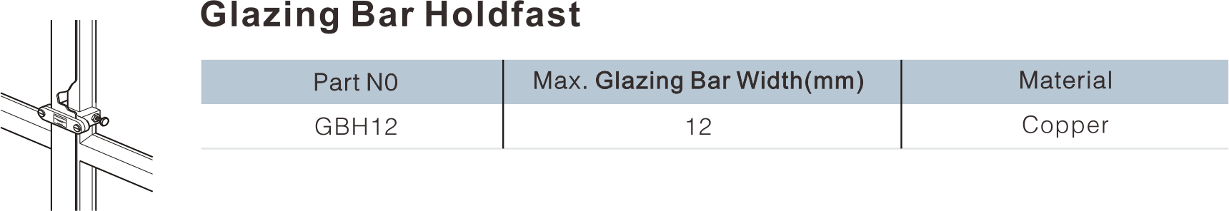 Glazing Bar Holdfast-GBH12
